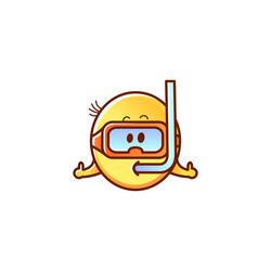 male smiley face emoticon snorkeling vector image