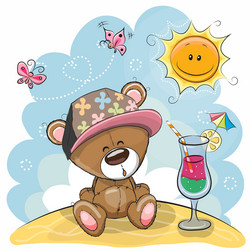 teddy bear on the beach vector image