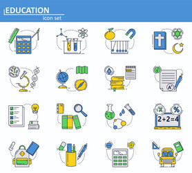 set of school education icons in thin line vector image