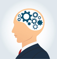 businessman and gears icon in head vector image