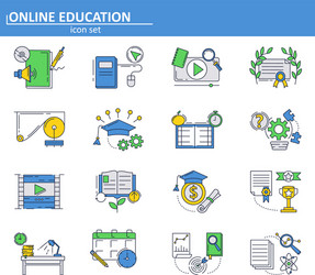 set of online education icons in thin line vector image