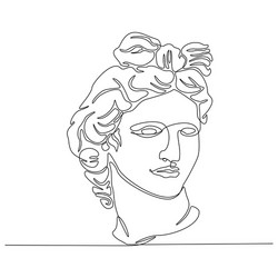 continuous line drawing face greek god vector image