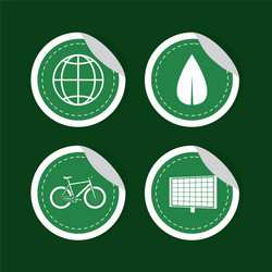 green energy round stickers collection vector image