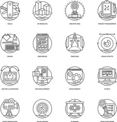 set of design and development glyph icons vector image