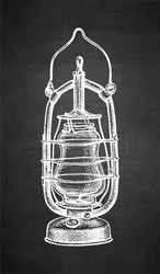 chalk sketch kerosene lamp vector image