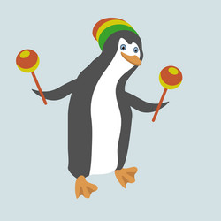 funny dancing penguin with maracas vector image