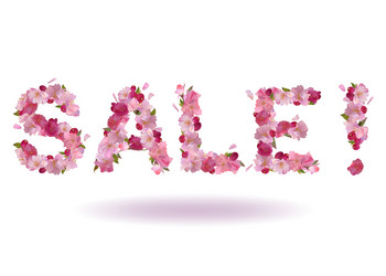 inscription sale from cherry flowers vector image