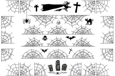 halloween spiderweb borders and corners frame vector image