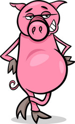 funny pig cartoon vector image