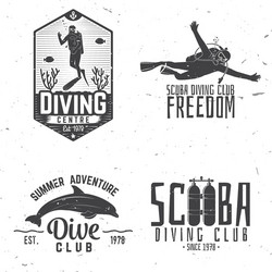 set of scuba diving club and school design vector image