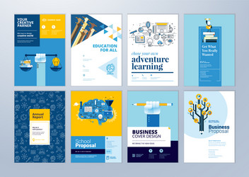 set of brochure design templates education vector image