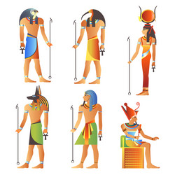 egyptian gods and goddess pharaoh egypt deity vector image