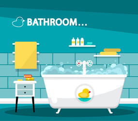 bathroom with bathtube cartoon flat design vector image