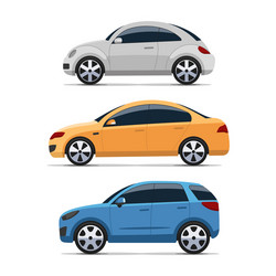 car side view set colorful flat style vector image