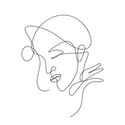 elegant line art of woman face in continuous vector image