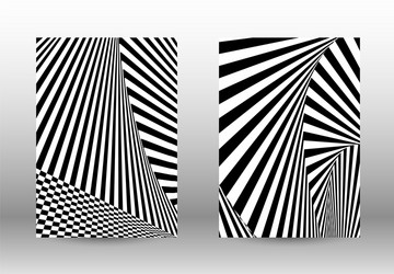 set of abstract patterns with distorted lines vector image