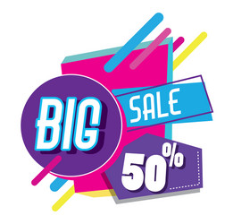 big sale discounts poster memphis style vector image