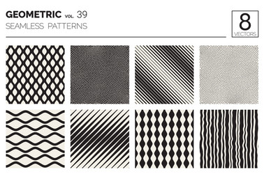 minimal geometric seamless patterns set vector image