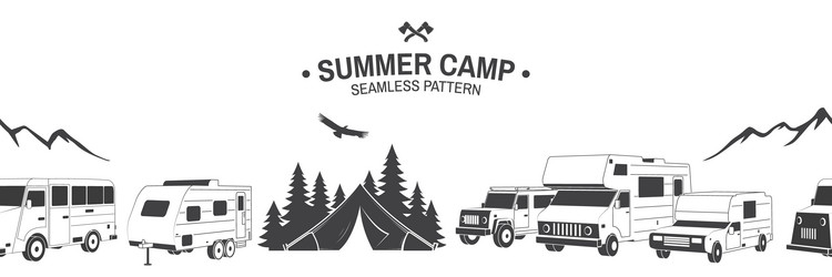 summer camp seamless pattern outdoor vector image