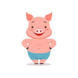 cute smiling pig funny cartoon animal vector image