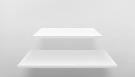 two white empty book shelves on the wall vector image