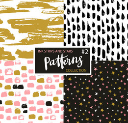 hand drawn seamless patterns hipster backgrounds vector image