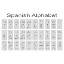 set of monochrome icons with spanish alphabet vector image