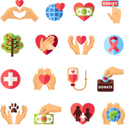 charity icons set vector image