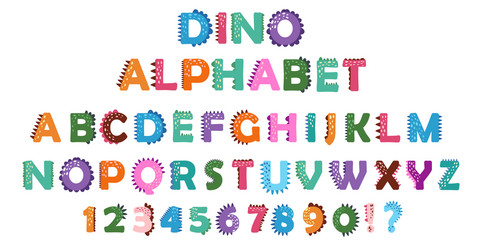 funny comic dino alphabet and numbers on a white vector image