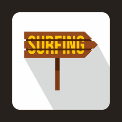 road sign with word surfing icon flat style vector image