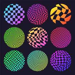 groovy checkered pattern neon round tiled grid vector image