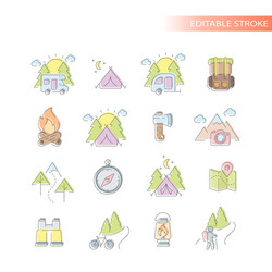 outdoors nature activities line icon set vector image