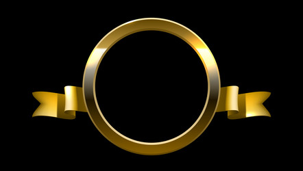 3d golden ring with sun glares and ribbons vector image