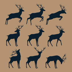 deer silhouette set vector image