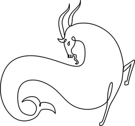 capricorn zodiac sign one line in style vector image