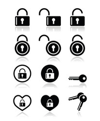 padlock key icons set vector image