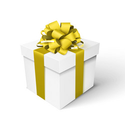 gift box with gold ribbon and bow vector image