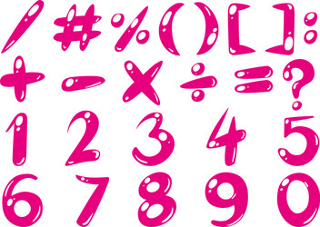 font design for numbers and signs in pink vector image