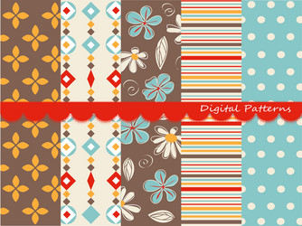 digital patterns scrapbook set vector image