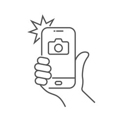 photo on smartphone with flash hand is holding vector image