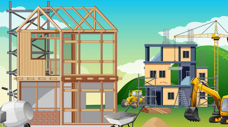 building construction site scene vector image