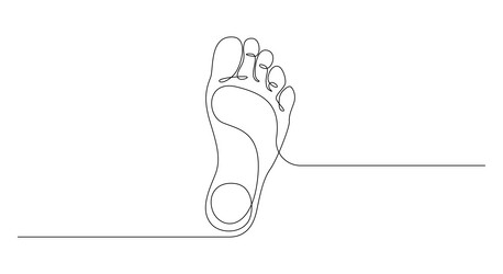 One continuous line drawing of bare foot elegance vector