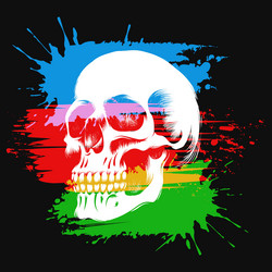 multicolored skull print design isolated on black vector image