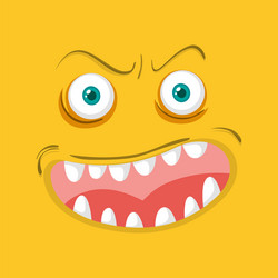 monster face on orange background vector image