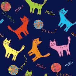 cute cats and ball seamless vector image