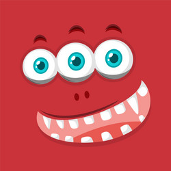 monster face on red background vector image