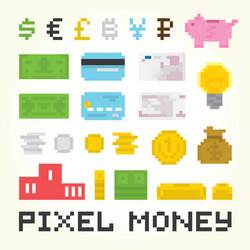 pixel art money set vector image