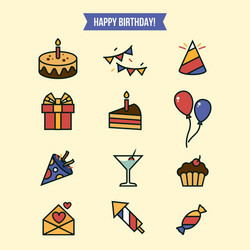 birthday icons vector image