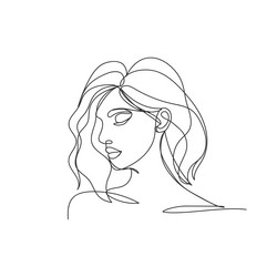 artistic one line sketches of woman face female vector image