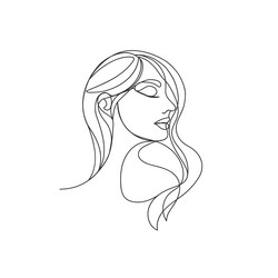 artistic one line sketches of woman face female vector image